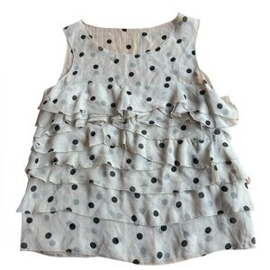 Philip Lim Silk Polka Dot Ruffle Sleeveless Top